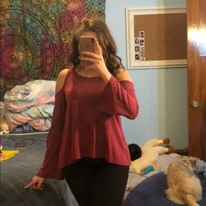 Maroon off shoulder long sleeve worn a few times